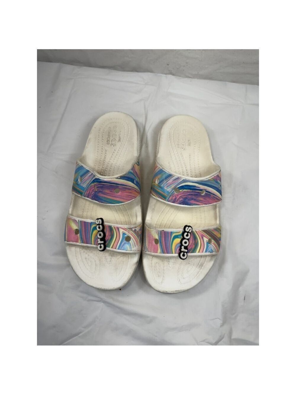 Crocs Sandals Womens Sz 9 Classic Out Of This World 207248-928 Multi/White Swirl